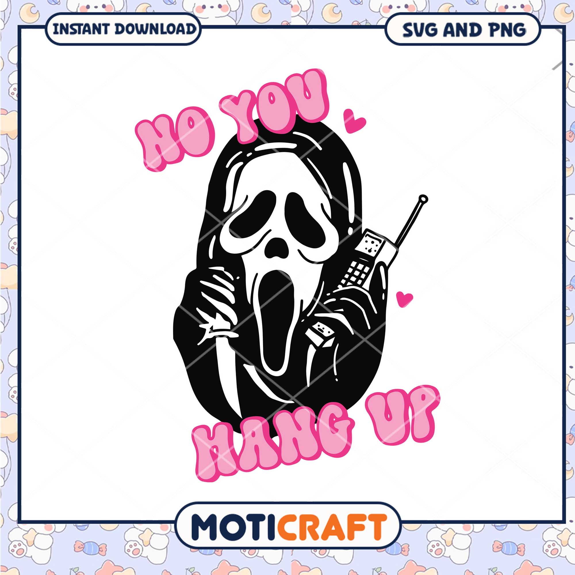 Horror pink no you hang up Ghostface, Horror pink ghostface png