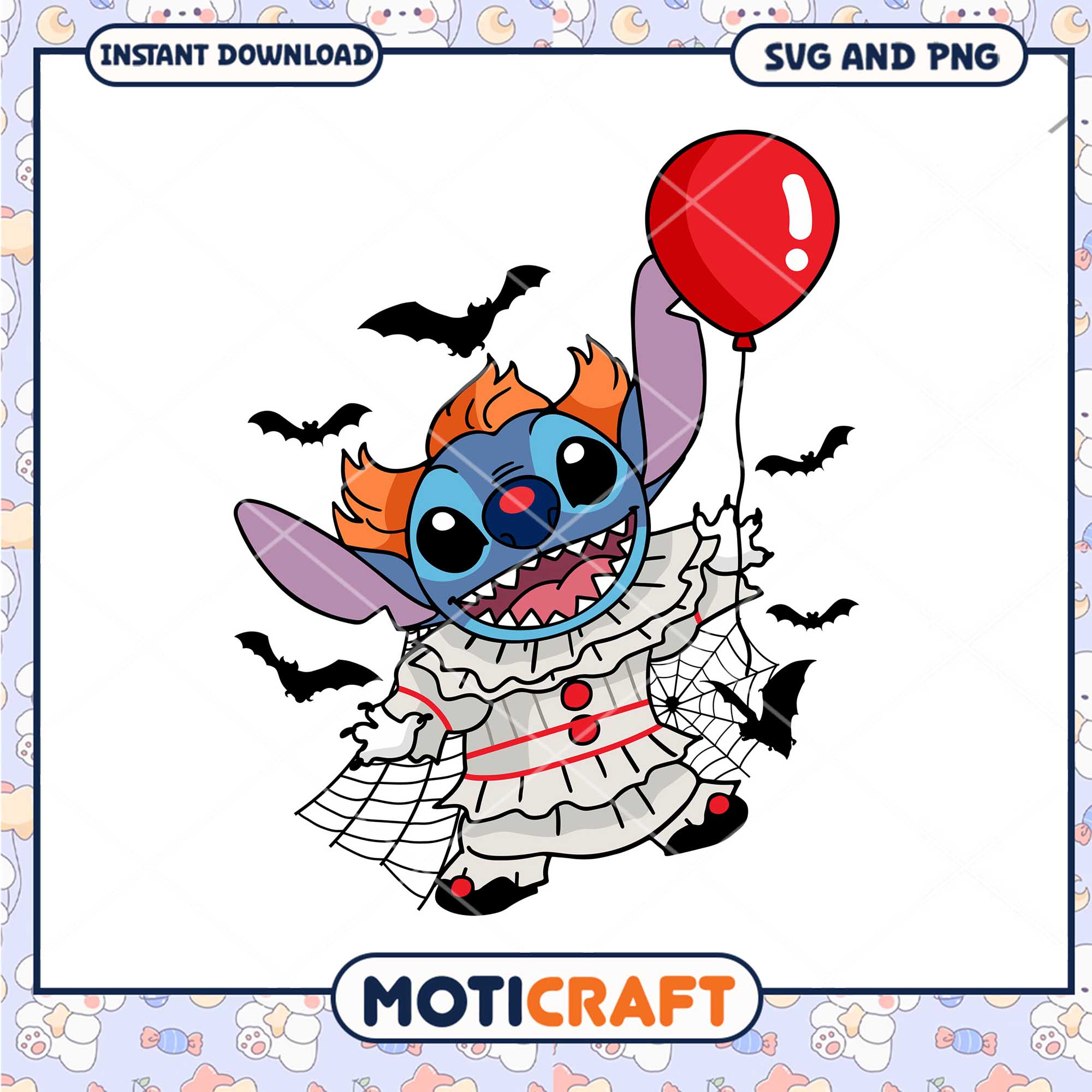 Horror Pennywise Stitch png, Halloween Disney Stitch character png