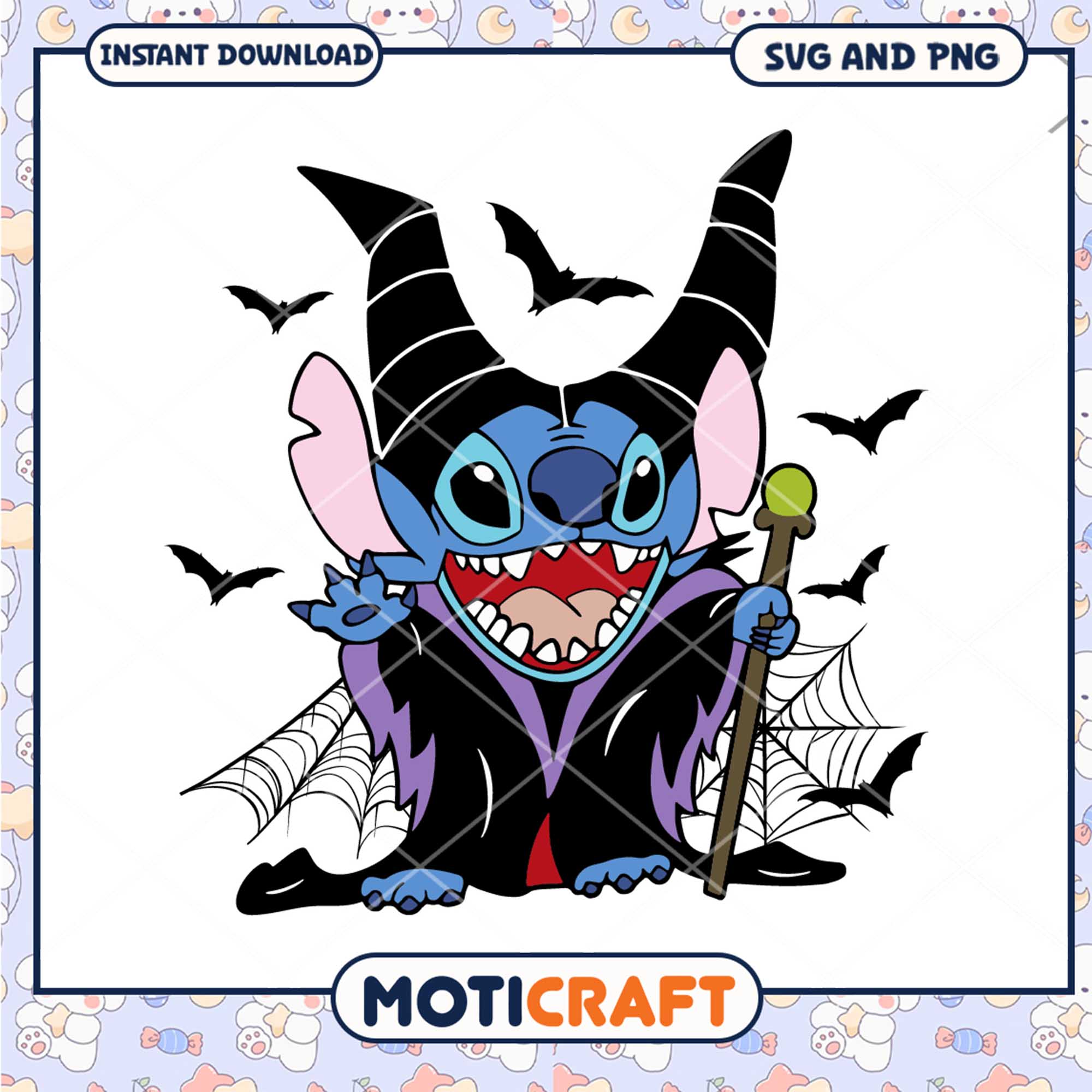 Horror Maleficent Stitch png, Halloween Disney Stitch character png