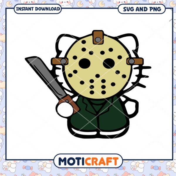 Horror Jason Hello Kitty halloween svg, Halloween svg, Hello Kitty svg