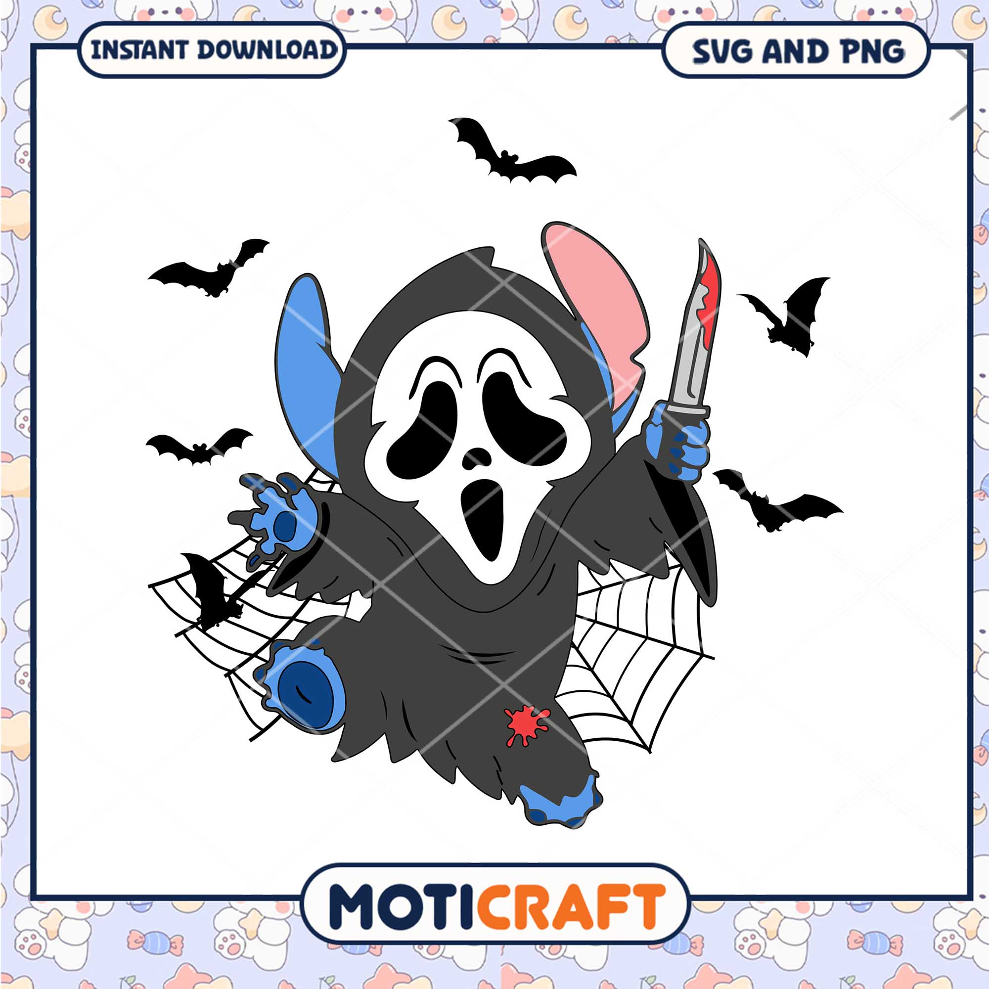 Horror Ghostface Stitch png, Halloween Disney Stitch character png