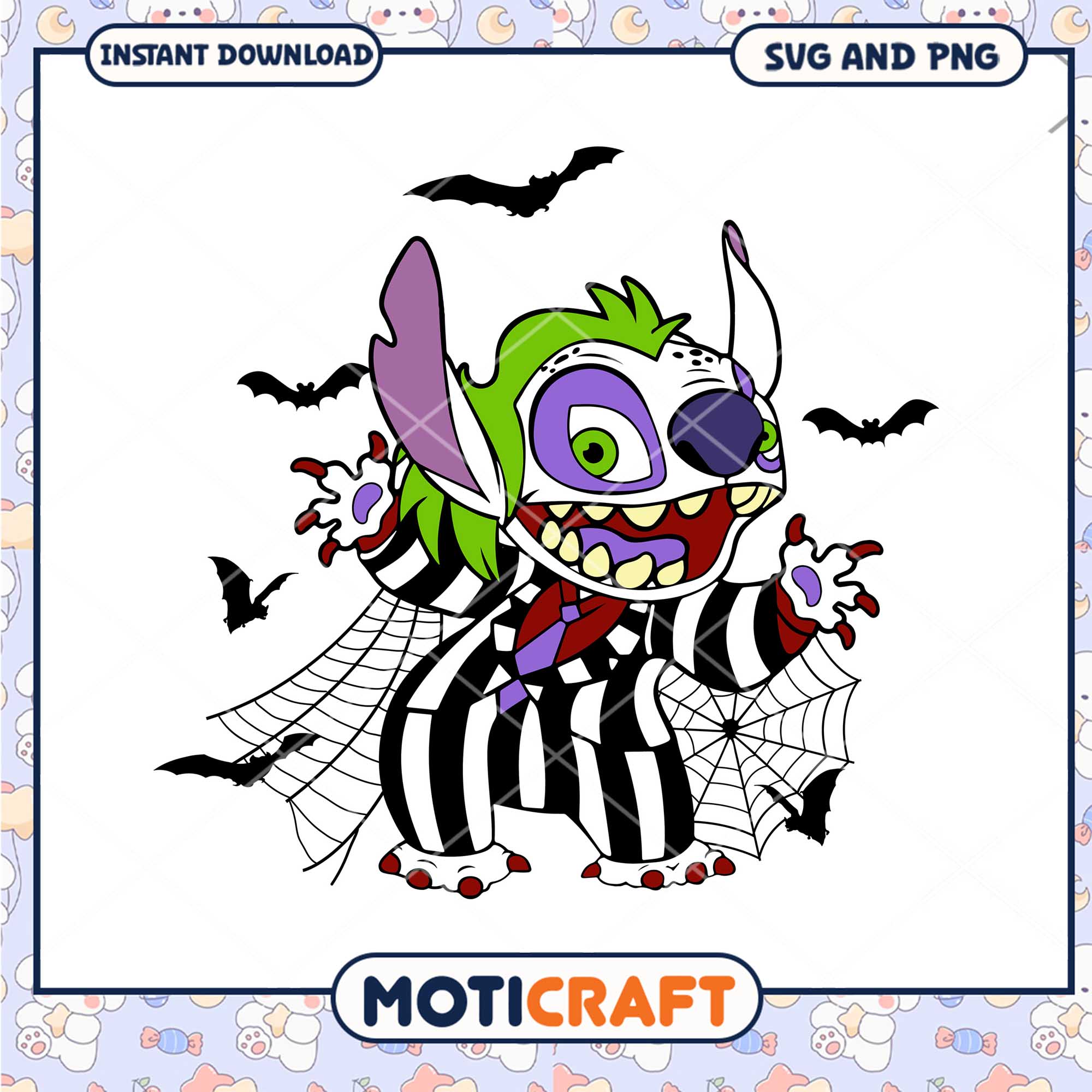 Horror Beetlejuice Stitch png, Halloween Disney Stitch character png