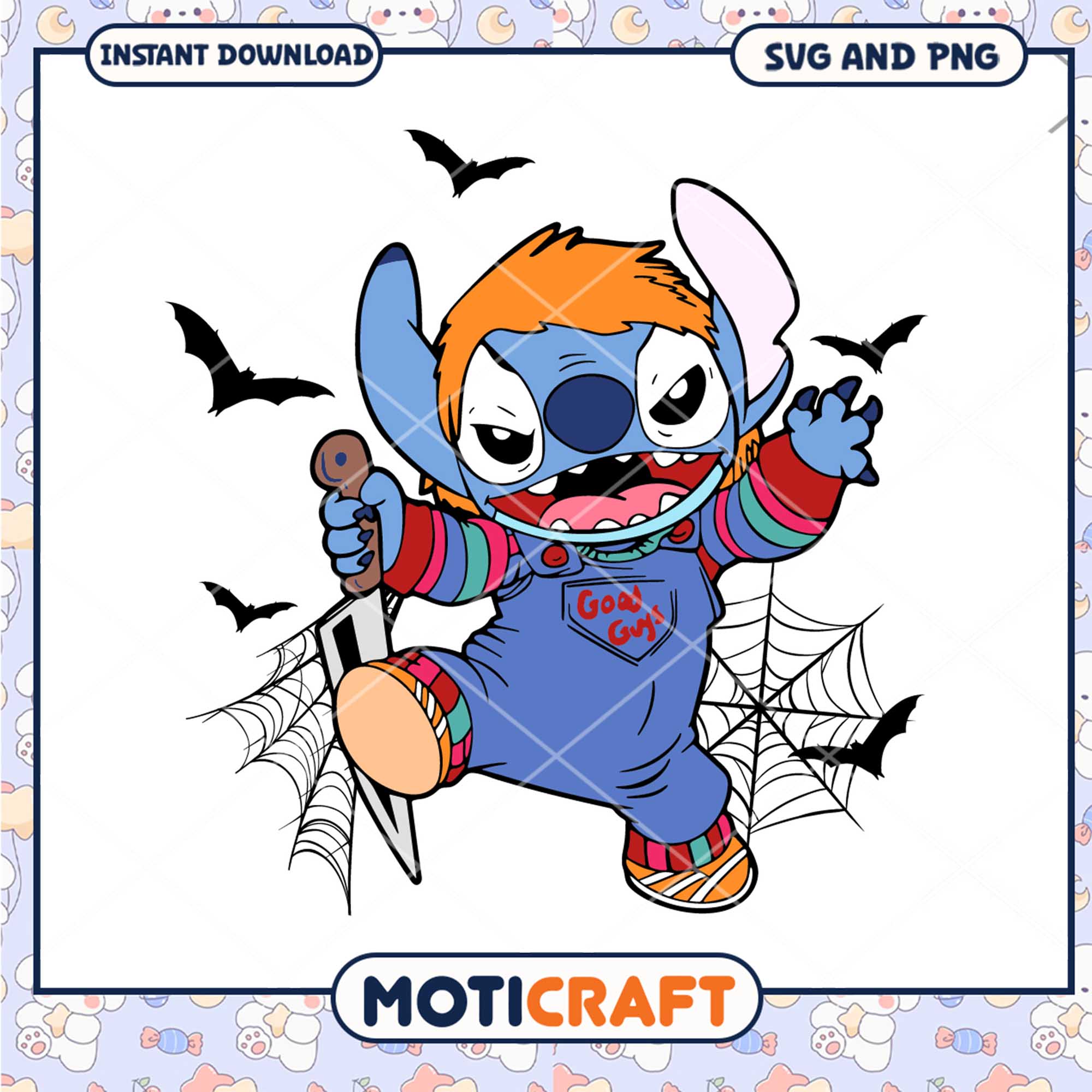Horror Chucky Stitch png, Halloween Disney Stitch character png