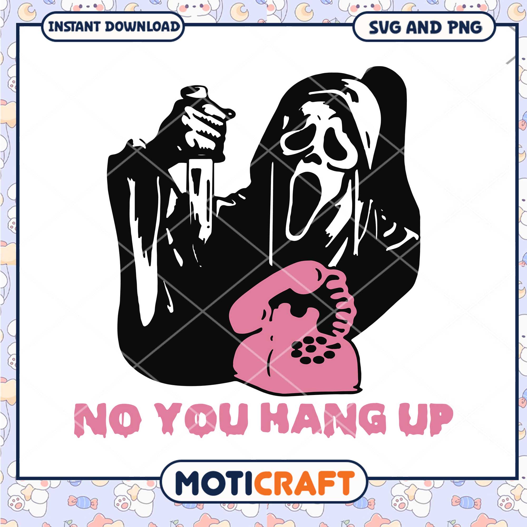 Ghostface knife no you hang up, Horror pink ghostface png