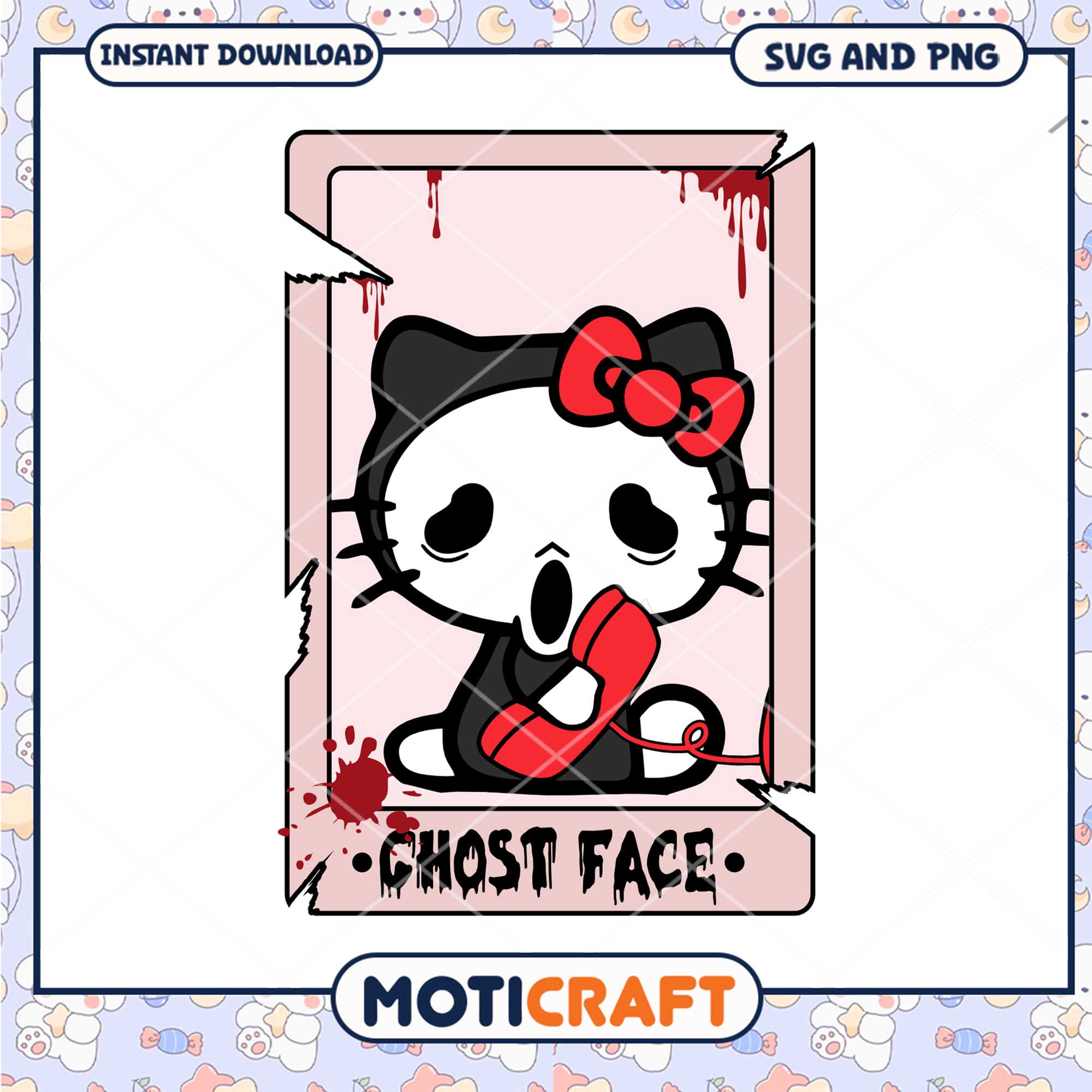 Ghostface Hello Kitty halloween svg, Halloween svg, Hello Kitty svg