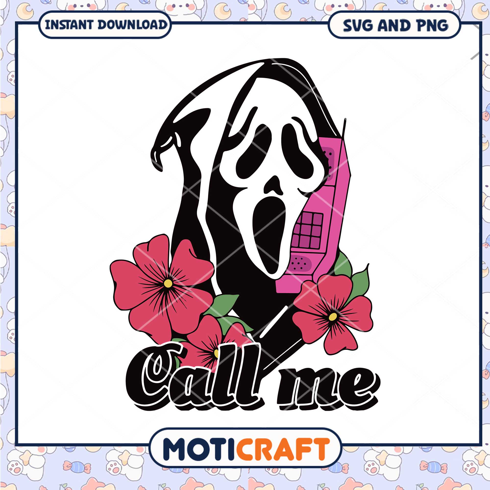 Ghostface call me horror png, Horror pink ghostface png