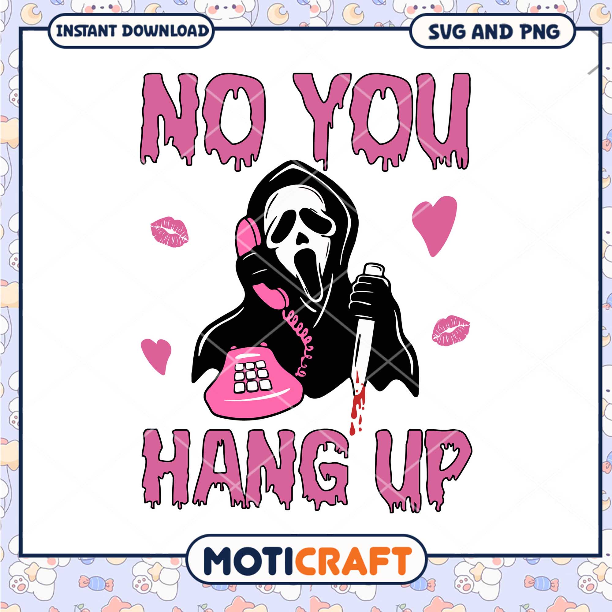 Ghostface bloody no you hang up, Horror pink ghostface png