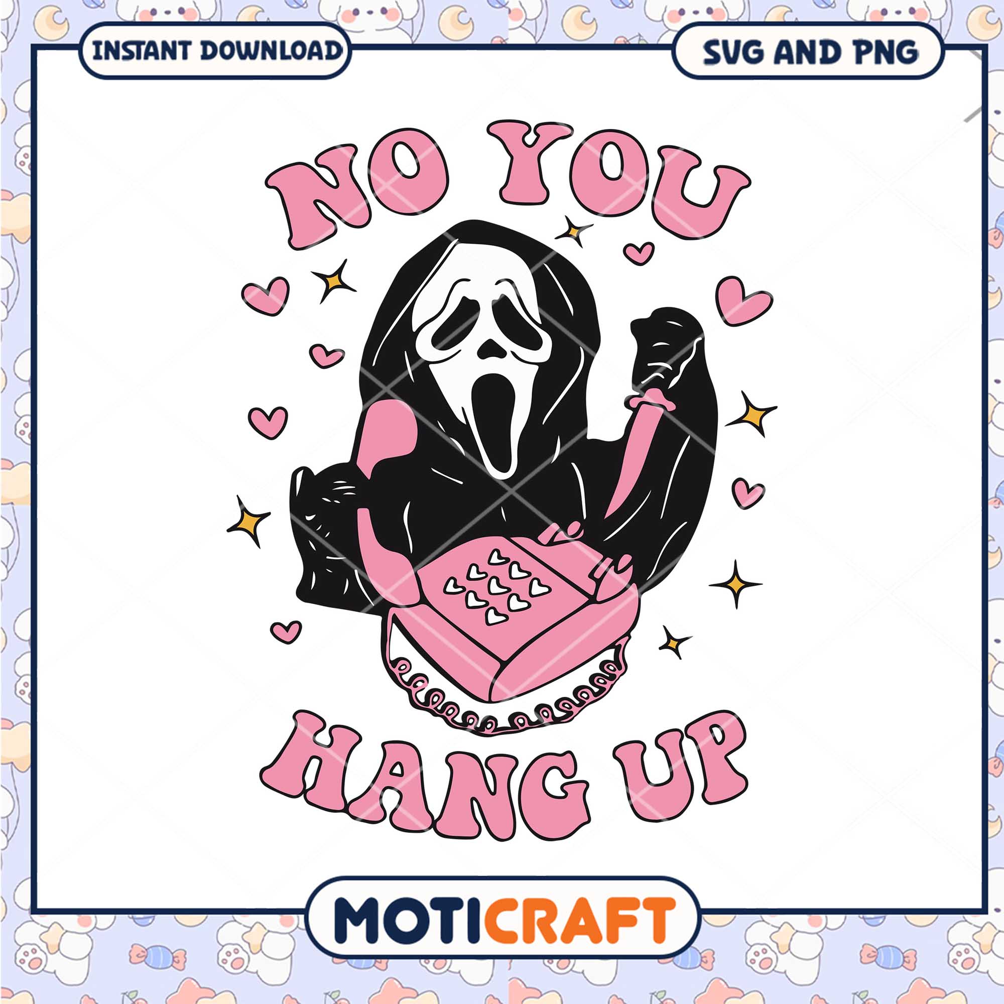 Ghost face pink knife calling png, Horror pink ghostface png