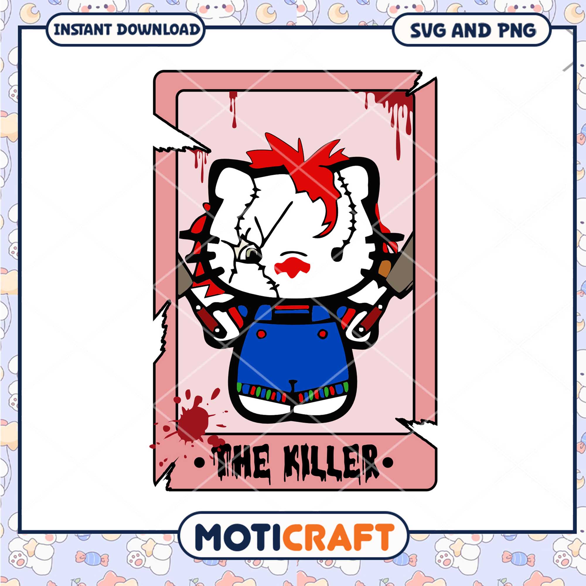 Chucky horror Hello Kitty halloween svg, Halloween svg, Hello Kitty svg