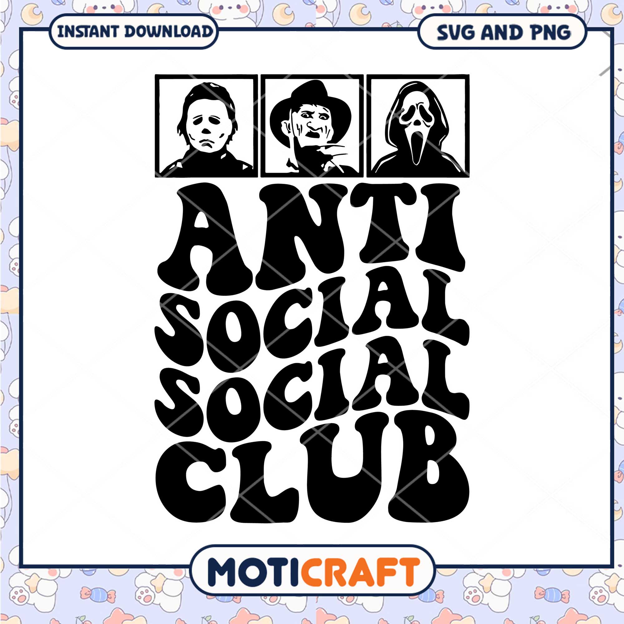 Anti social social club killers png, Horror killers movies png