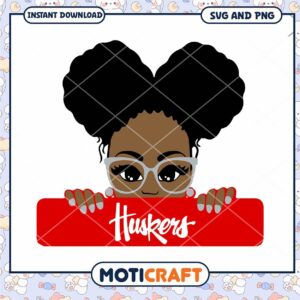 Nebraska black girl huskers svg, Nebraska Cornhuskers svg, NCAA svg