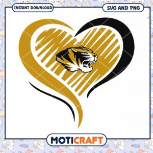 Missouri Tigers mascot heart svg, Missouri Tigers svg, NCAA svg