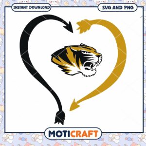 Missouri Tigers mascot heart shape svg, Missouri Tigers svg, NCAA svg