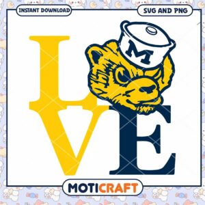 Michigan mascot love svg, Michigan Wolverines svg, NCAA svg