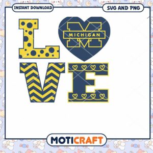Michigan love logo team svg, Michigan Wolverines svg, NCAA svg