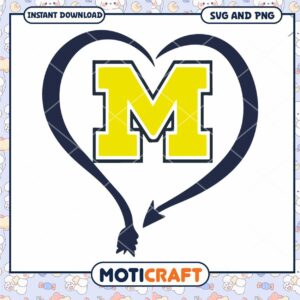 Michigan logo heart shape svg, Michigan Wolverines svg, NCAA svg