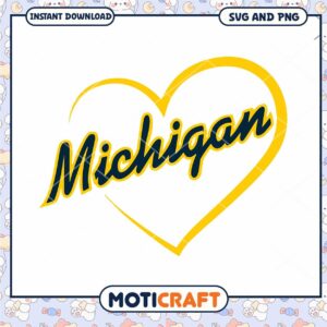 Michigan heart shape svg, Michigan Wolverines svg, NCAA svg