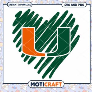 Miami Hurricanes logo heart design svg, Miami Hurricanes svg, NCAA svg