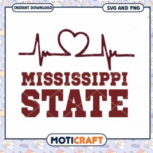 Mississippi heartbeat svg, Mississippi State Bulldogs svg, NCAA svg