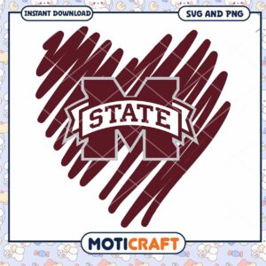Mississippi heart shape design svg, Mississippi State Bulldogs svg, NCAA svg
