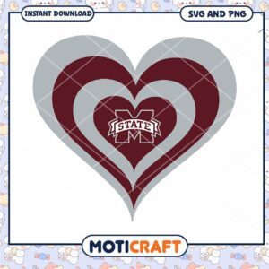 Mississippi heart design svg, Mississippi State Bulldogs svg, NCAA svg
