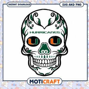 Miami Hurricanes vintage skull svg, Miami Hurricanes svg, NCAA svg