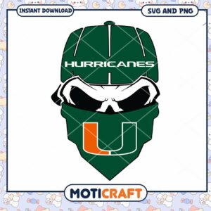 Miami Hurricanes skull bandana svg, Miami Hurricanes svg, NCAA svg