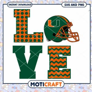 Miami Hurricanes love helmet svg, Miami Hurricanes svg, NCAA svg