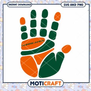 Miami Hurricanes hand print svg, Miami Hurricanes svg, NCAA svg