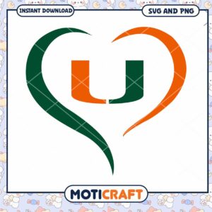 Miami Hurricanes heart shape svg, Miami Hurricanes svg, NCAA svg