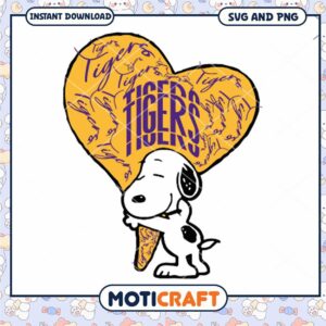 LSU Tigers Snoopy hug heart svg, LSU Tigers svg, NCAA svg