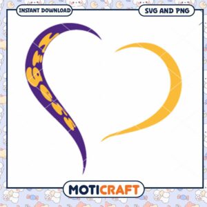 LSU Tigers ncaa team heart shape svg, LSU Tigers svg, NCAA svg