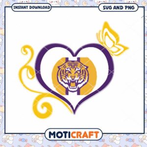 LSU Tigers logo vintage heart svg, LSU Tigers svg, NCAA svg