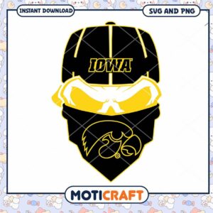 Iowa Hawkeyes logo skull bandana svg, Iowa Hawkeyes svg, NCAA svg
