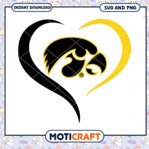 Iowa Hawkeyes logo heart shape svg, Iowa Hawkeyes svg, NCAA svg