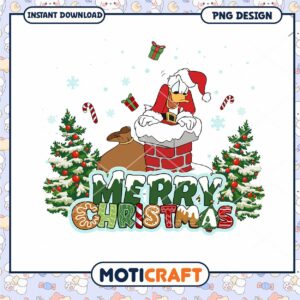 Merry Christmas PNG design with festive character, instant download option