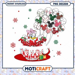 Merry Christmas PNG Design with Daisy Duck, Instant Download Art