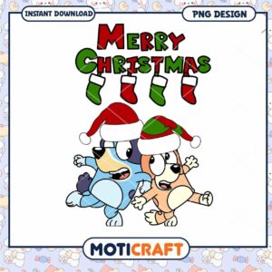 Merry Christmas PNG design with cute dogs in festive hats, perfect for holiday crafts