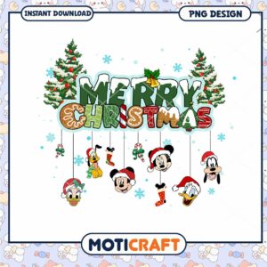 Merry Christmas PNG design with characters, instant download available