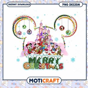 Merry Christmas PNG Design for Instant Download, Festive Disney Art