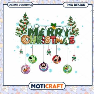 Merry Christmas PNG Design for Instant Download, Colorful Holiday Art