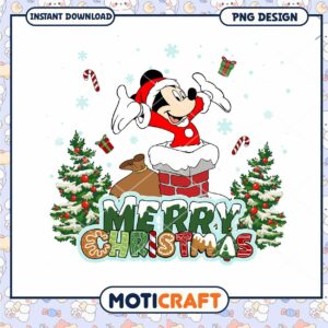 Merry Christmas PNG Design Featuring Mickey Mouse, Instant Download
