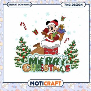 Merry Christmas PNG design featuring cheerful Santa Mickey, festive holiday theme