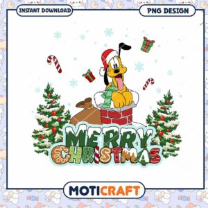 Merry Christmas Pluto PNG design for instant download, festive and fun