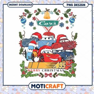 Merry Christmas Cars PNG Design, Instant Download for Kids Decor