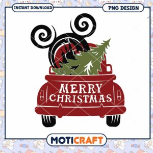 Merry Christmas Car PNG Design, Instant Download for Holidays Decor