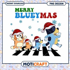 Merry BlueyMas PNG Design, Instant Download Christmas Art