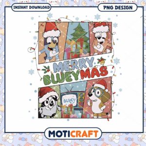 Merry Blueymas PNG Design, Instant Download Holiday Art