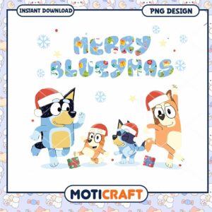 Merry Bluey Christmas PNG Download, Fun Festive Design for Kids