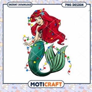 Mermaid Christmas PNG design for instant download, festive digital art